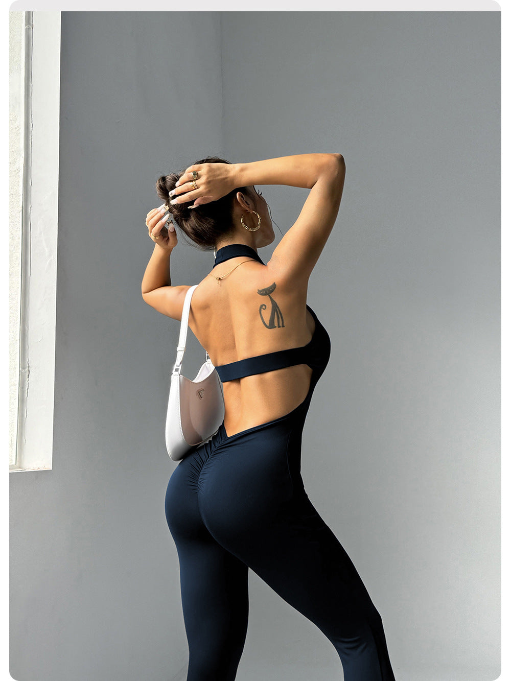 Popular Tight Jumpsuit Workout Sexy Yoga Bodysuit Yoga Jumpsuit Peach Hip Trousers