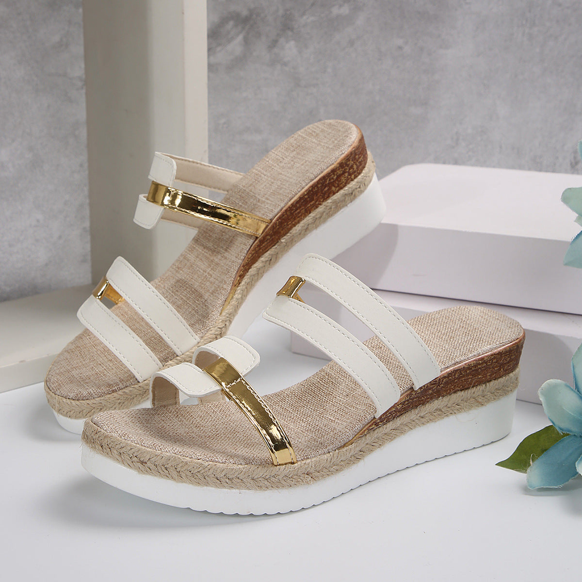 Women Sandals Summer Flat Wedge Peep Toe Casual Women Sandals
