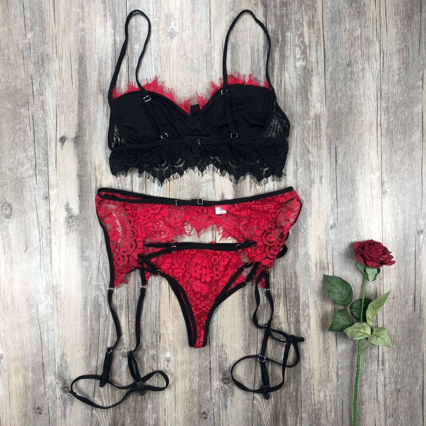 Popular Sexy Lingerie Set Lace Stitching Sexy Three Piece Lace Underwear