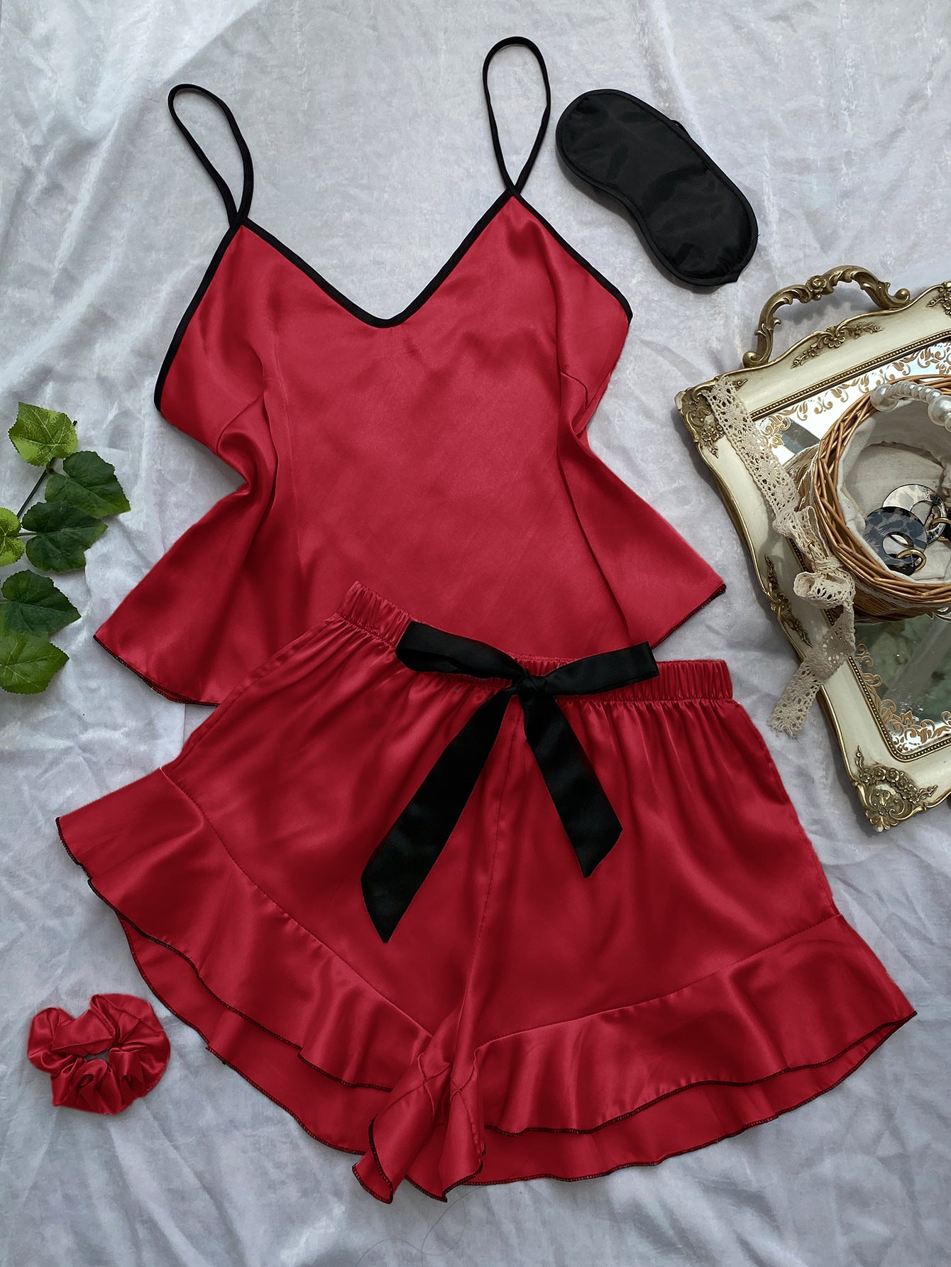 Sexy Sling Dress Home Wear Women Summer Vest Shorts Set Home Silk Ice Silk Pajamas