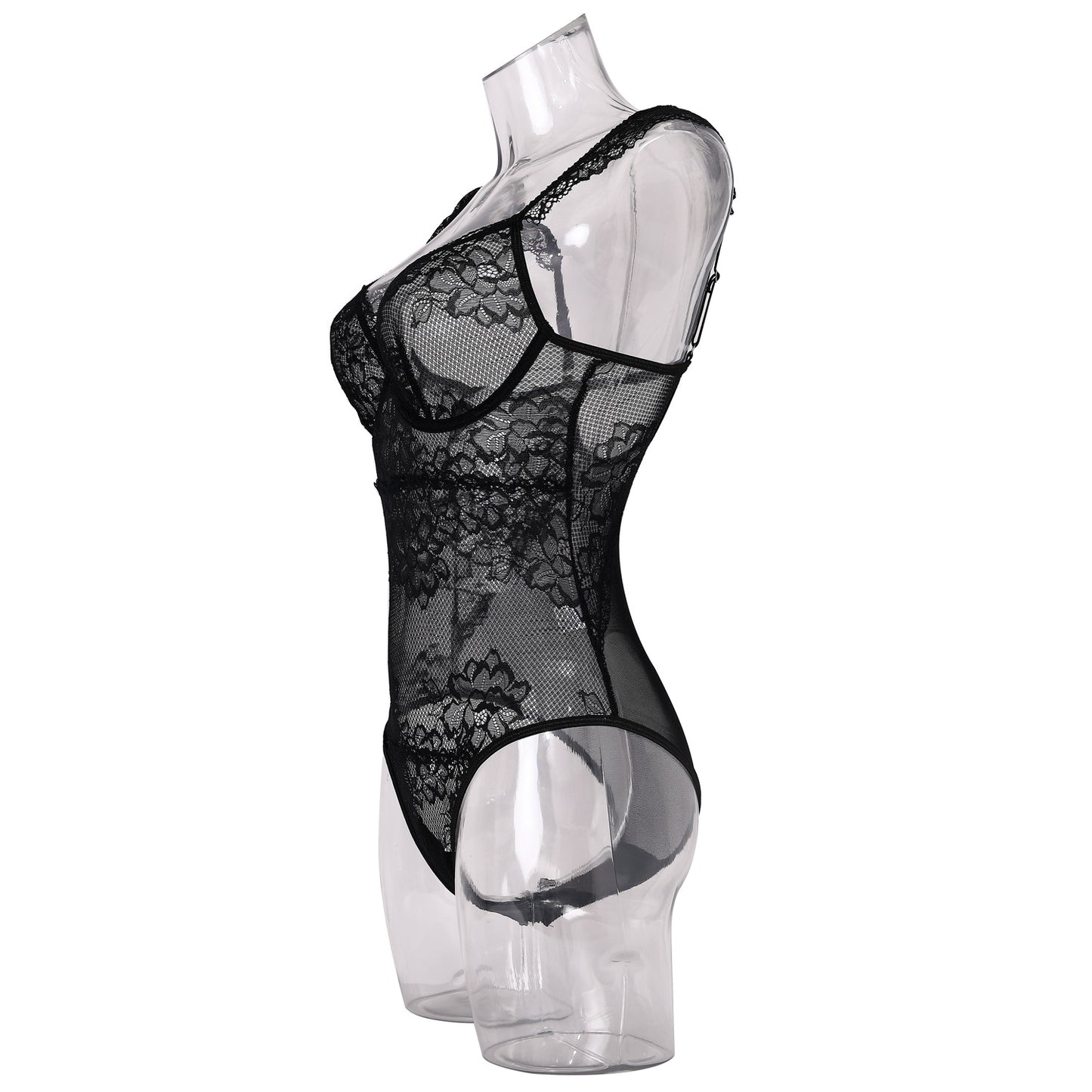 Sexy Lace Steel Ring See through Push up Solid Color Slimming Thin Comfortable Jumpsuit Sexy Lingerie
