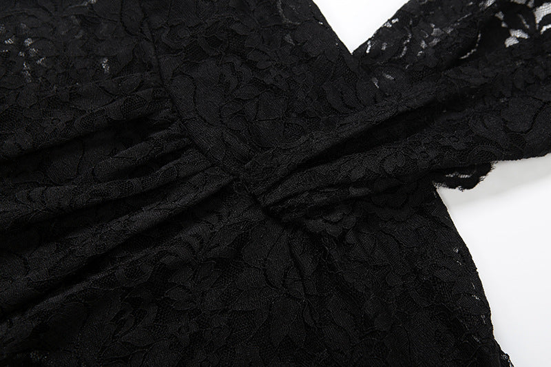 Autumn Winter Women Sexy Lace Halter Backless Ribbon High Waist Jumpsuit