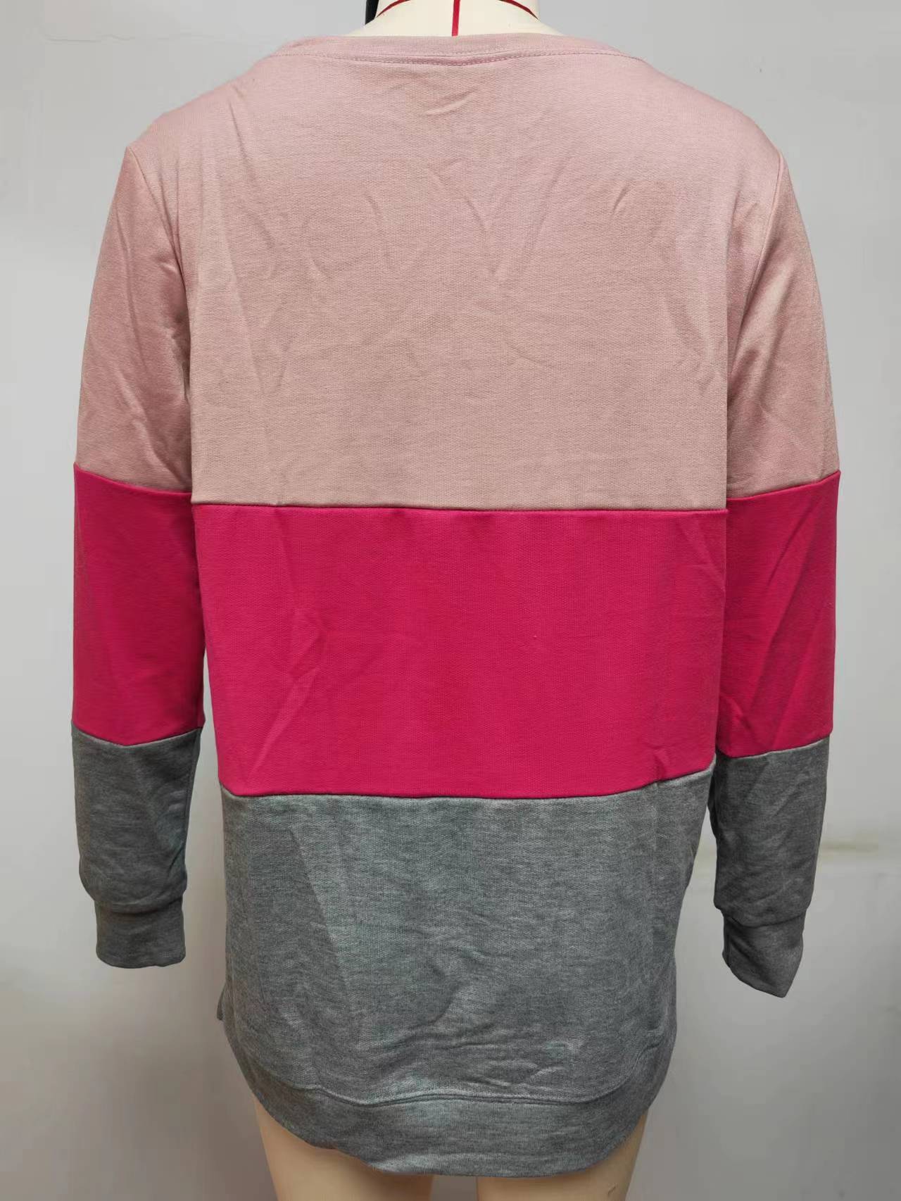 Women Clothing Stitching Crisscross Neckline round Neck Long Sleeve Casual Sweatshirt Women