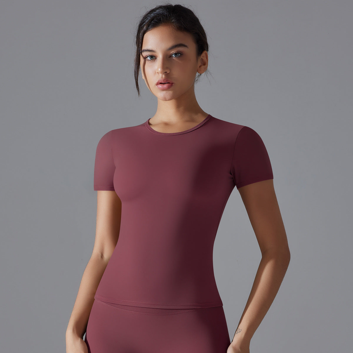 Short Sleeve-Purplish Red
