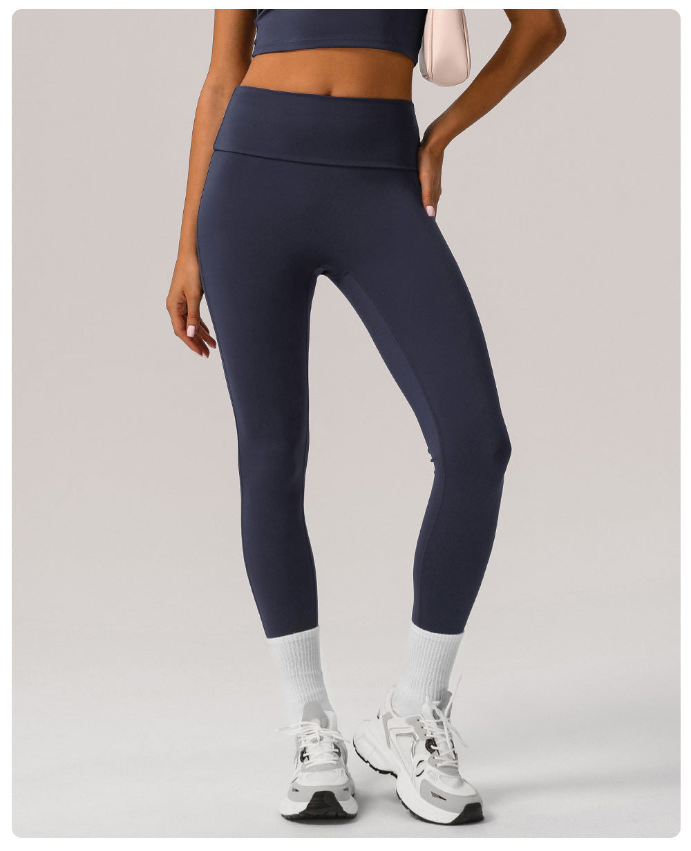Tight Folding Yoga Ninth Pants High Waist Hip Lift Quick Drying Fitness Pants No T Line Outer Wear Casual Sports Pants