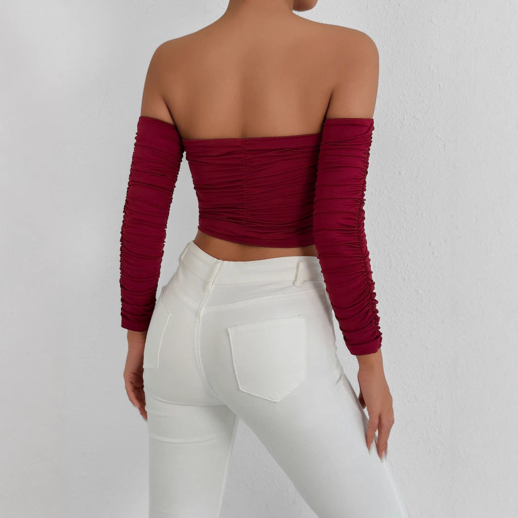 Sexy off Shoulder Top Summer Women Clothing Detachable Raglan Sleeve Top