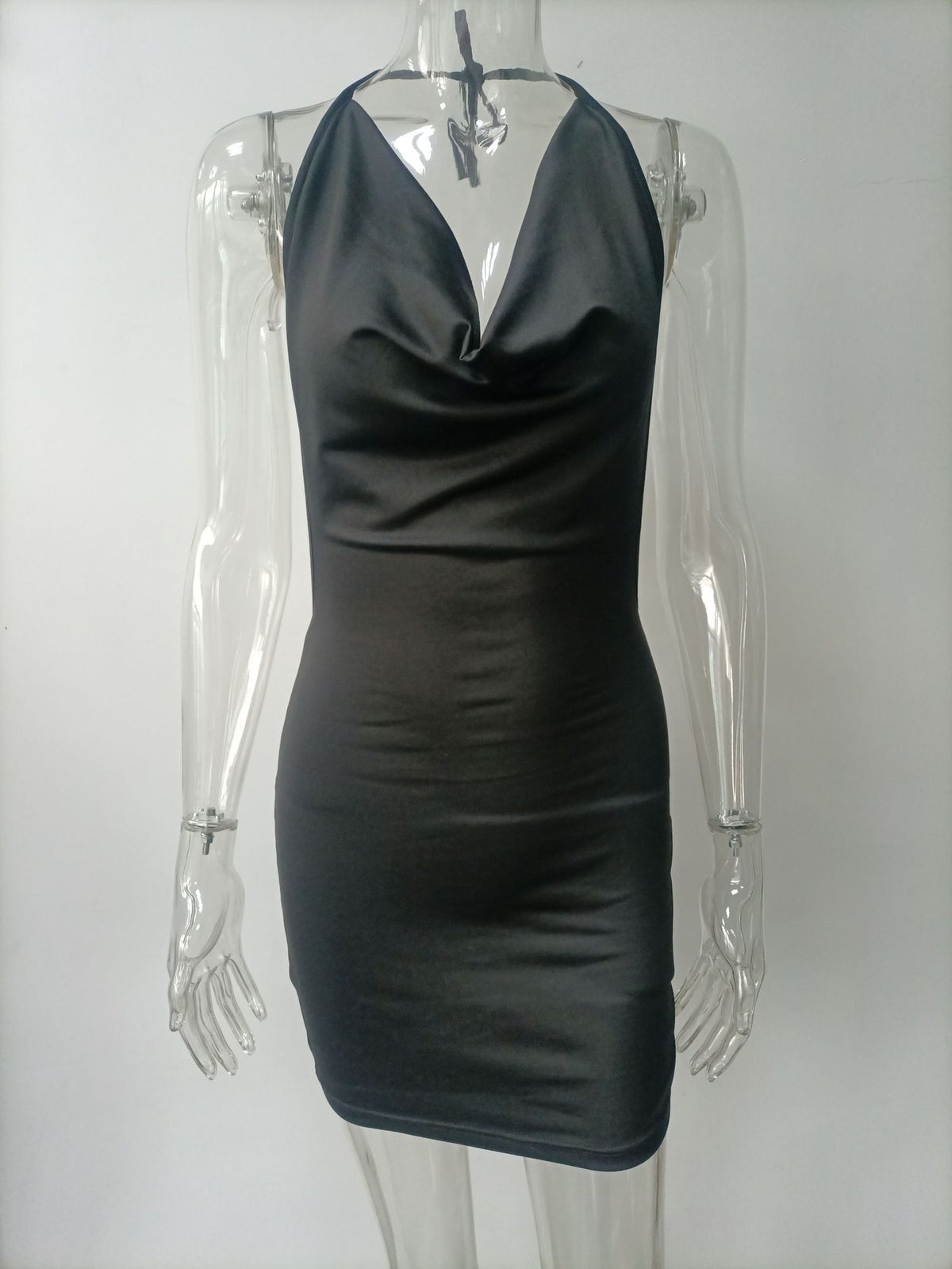 Women Clothing Spring Summer Fashionable With Side Slit Bow Backless Halter Short Dress Women