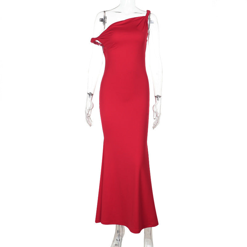 Off Shoulder Twist Fishtail Gown Dress Women Sexy Maxi Dress