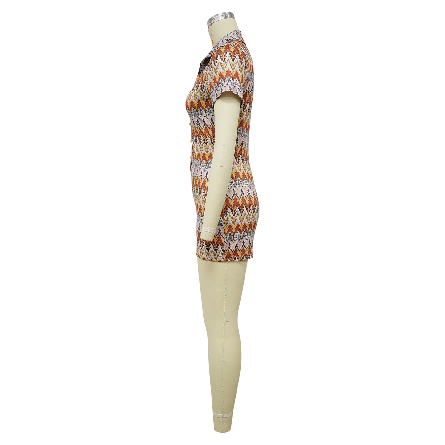 Women Wear Wave Pattern Color Stripes V neck Short Sleeve Romper