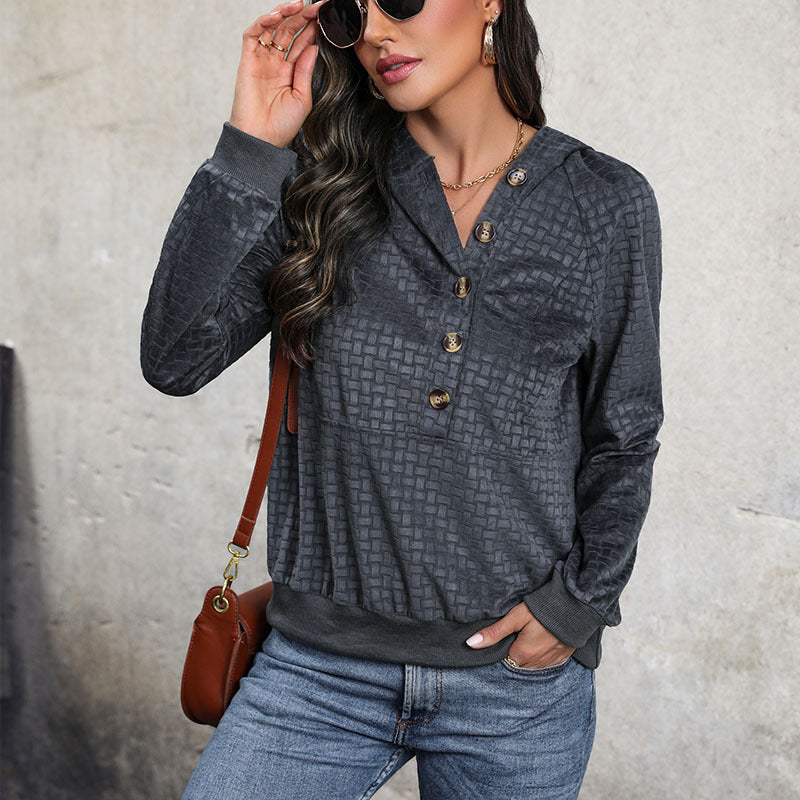 Autumn Women Clothing Texture Hooded Sweatshirt for Women