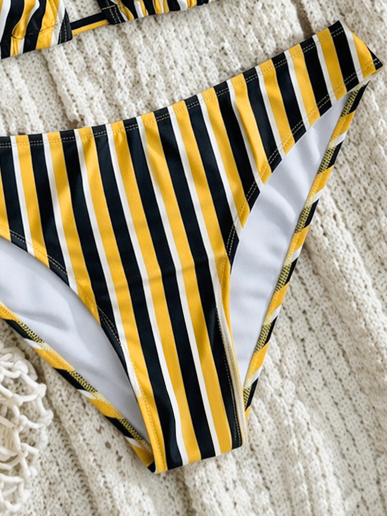 Bikini Striped Printed Triangle Strap Sexy Split Swimsuit Vacation Bikini