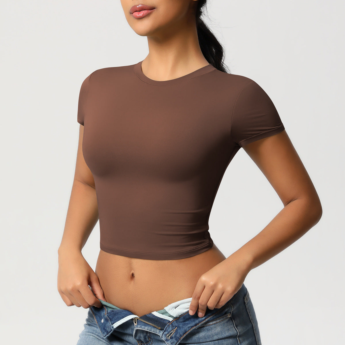 Casual Tight Quick Drying Workout Top Yoga Clothes Running Pilates Sports T shirt Short Sleeve