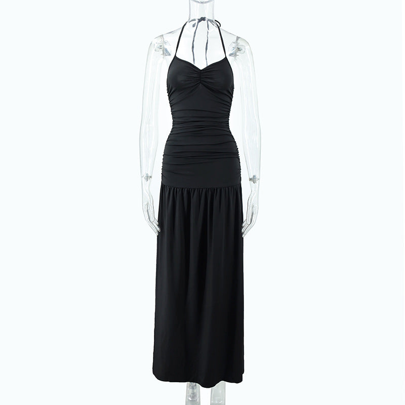 Women Clothing Sexy Halter Slim Fit Backless Hip Side Slit Maxi Dress