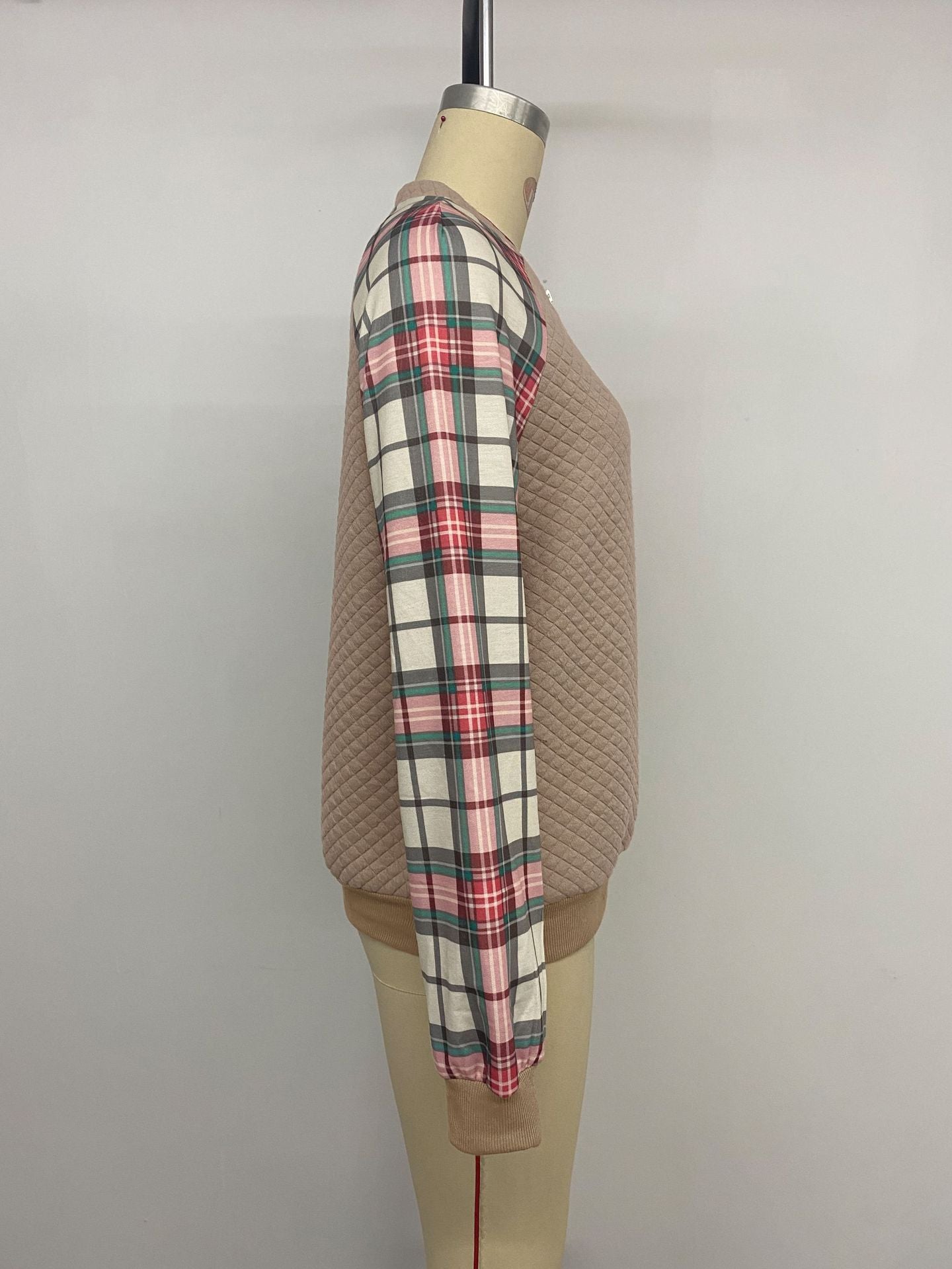 Casual Retro Cardigan Zipper Plaid Stitching Diamond Patterns Fabric Sweatshirts