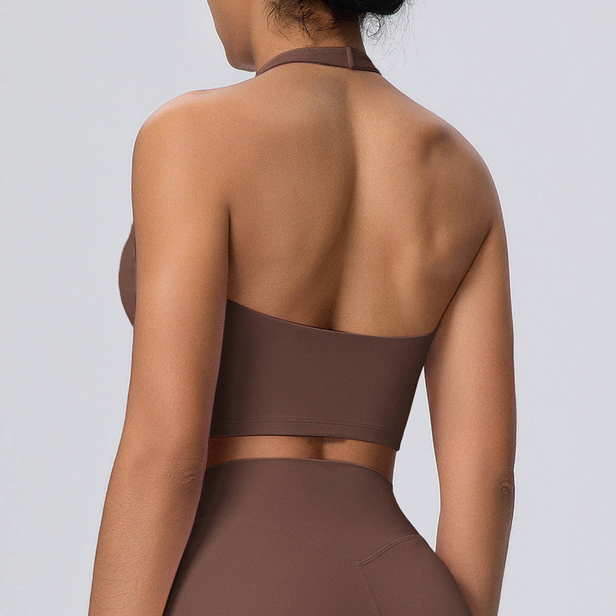 Solid Color Halter Beauty Back Nude Feel Yoga Vest Top Chest Pad Sports Bra Underwear Fitness Yoga Wear