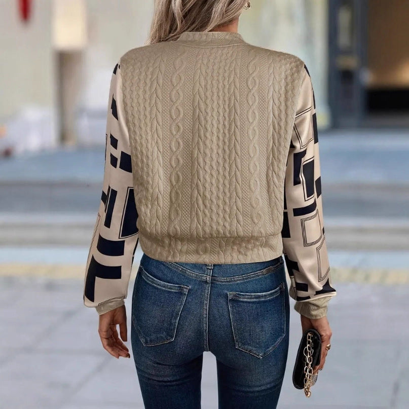 Women Jacket Wild Vintage Plaid Casual Zip Coat
