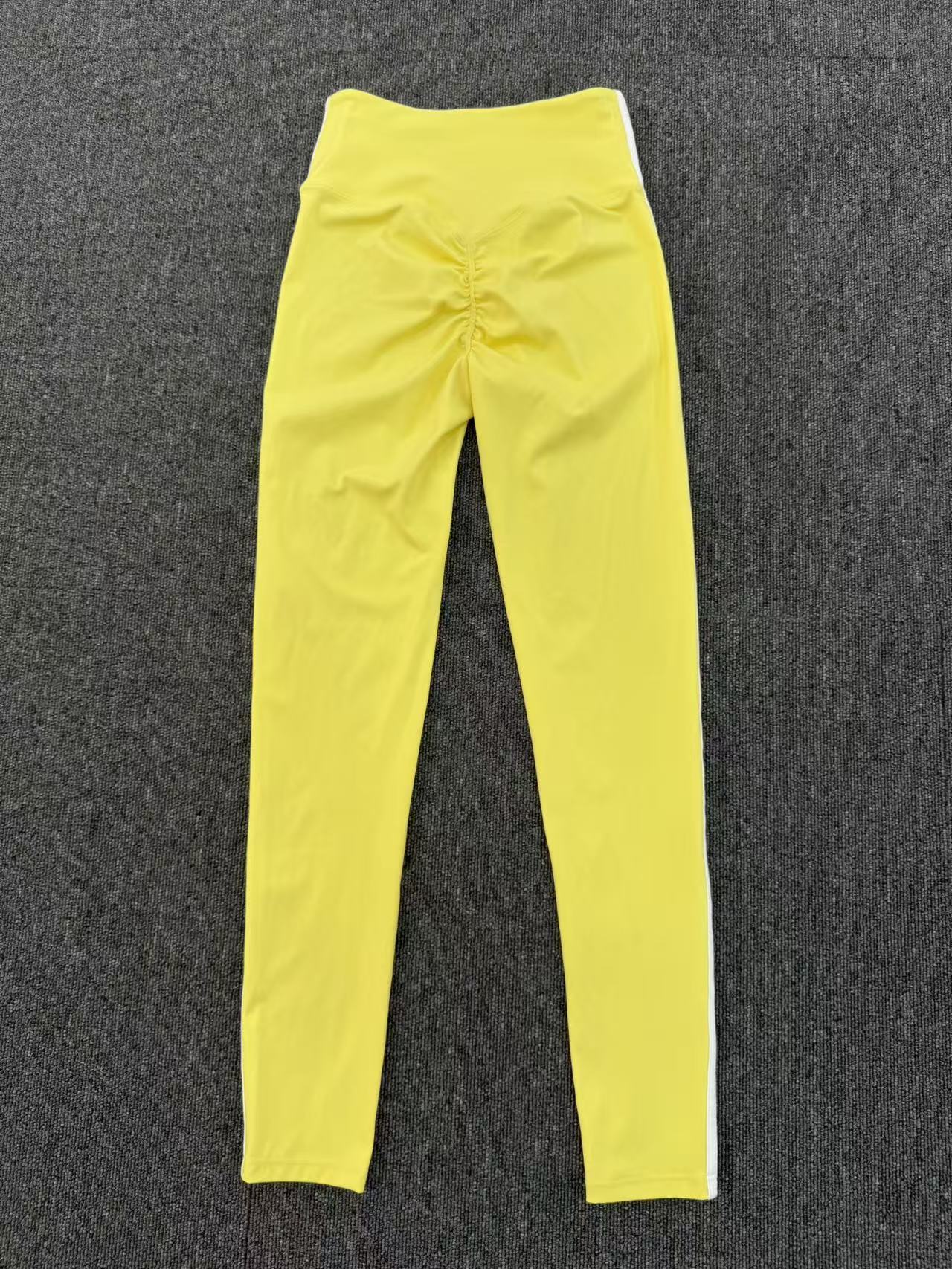 High Waist Invisible Pleated Yoga Pants Color Contrast Patchwork Nude Feel Tight Women Sports Fitness Pants