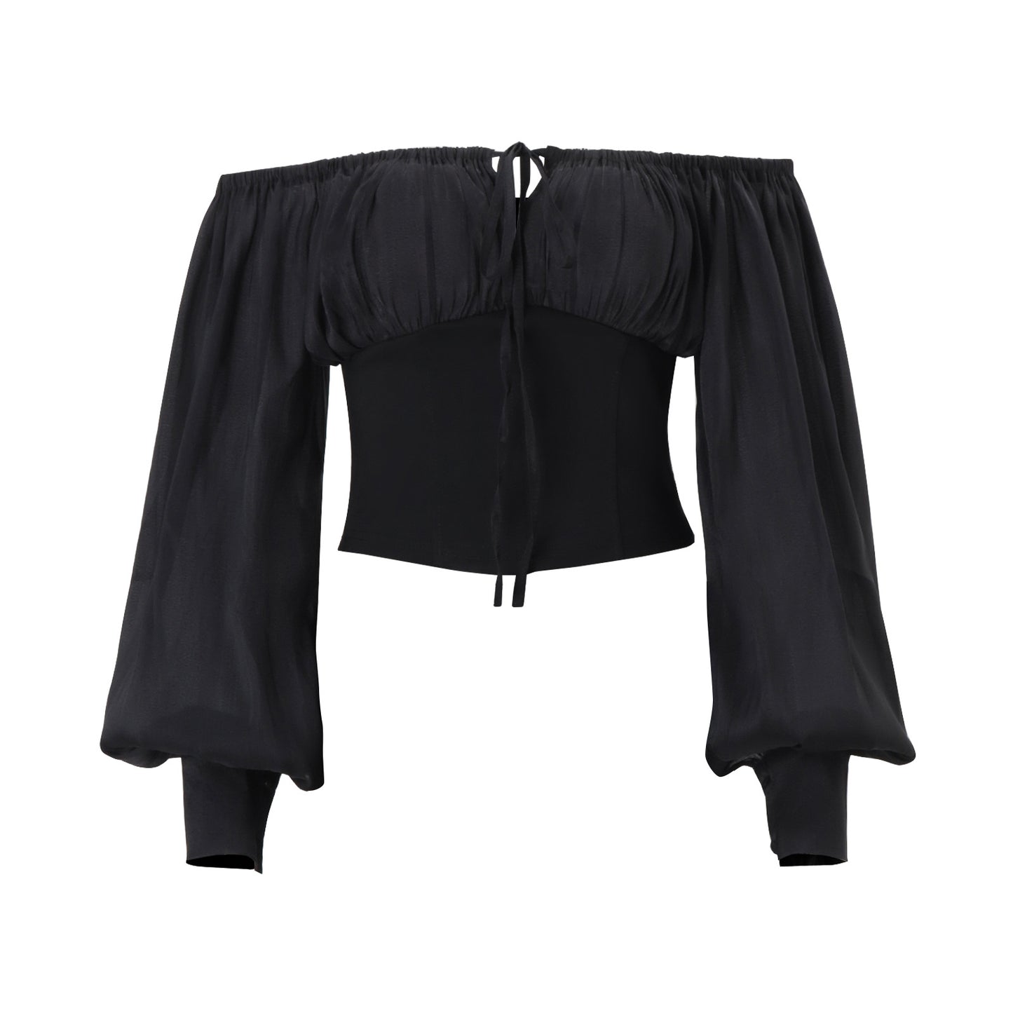 Autumn Sexy off Shoulder Retro Mesh Long Sleeve Top Sheath Skirt Outfit Women