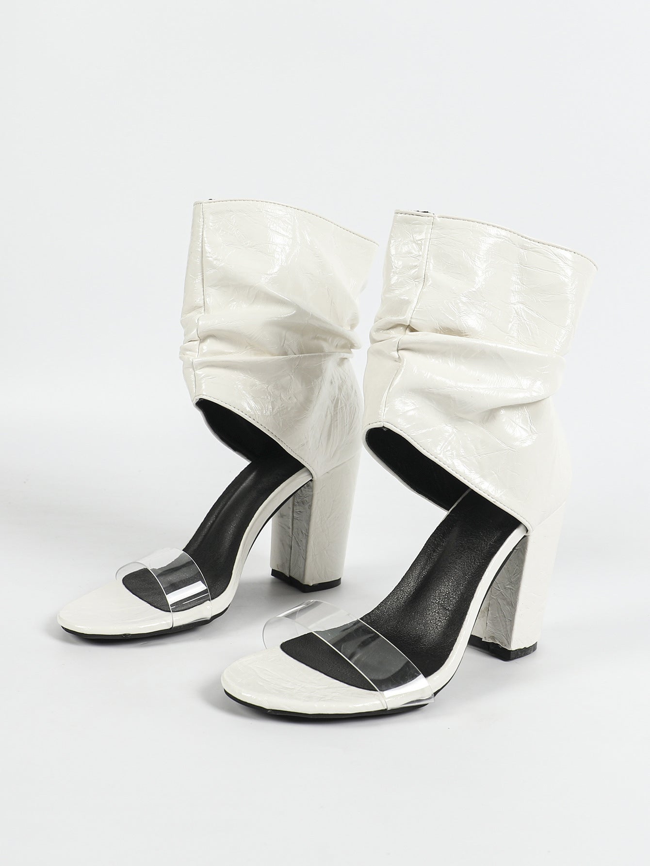 9. 5cm Mid Calf Shoes Women Sexy Peep Toe Sandals Super High Heel Cool Party High Heels