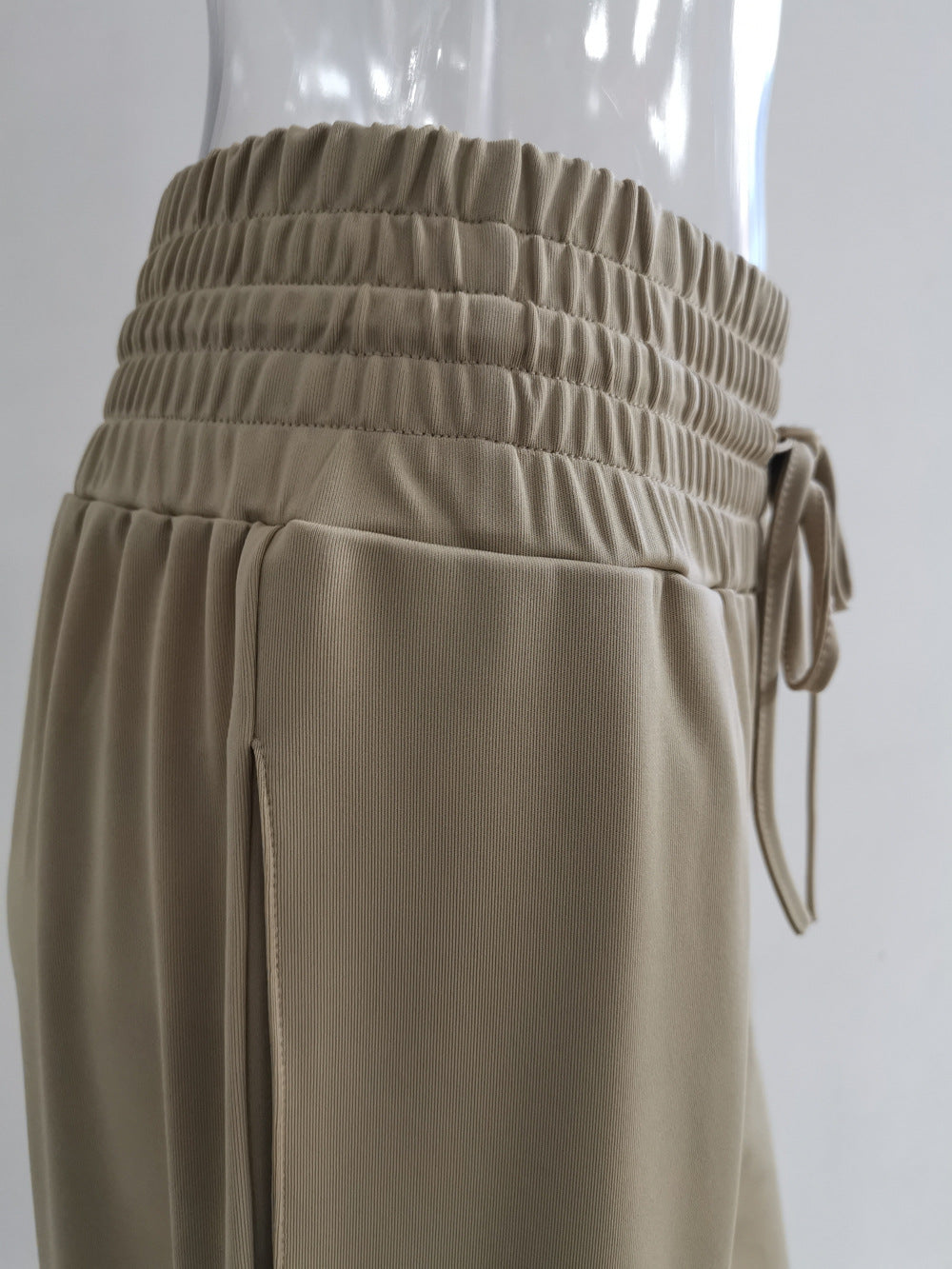 New Straight Pants Loose-Fitting Loungewear Casual Trousers Mid-Waist Solid Color Tied Wide-Leg Pants for Women