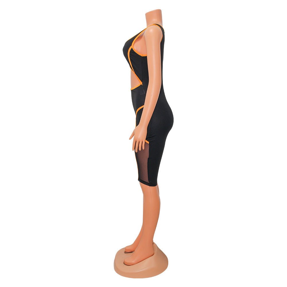 Summer Women Clothing Sexy Tight Color Matching Sleeveless for Women Romper