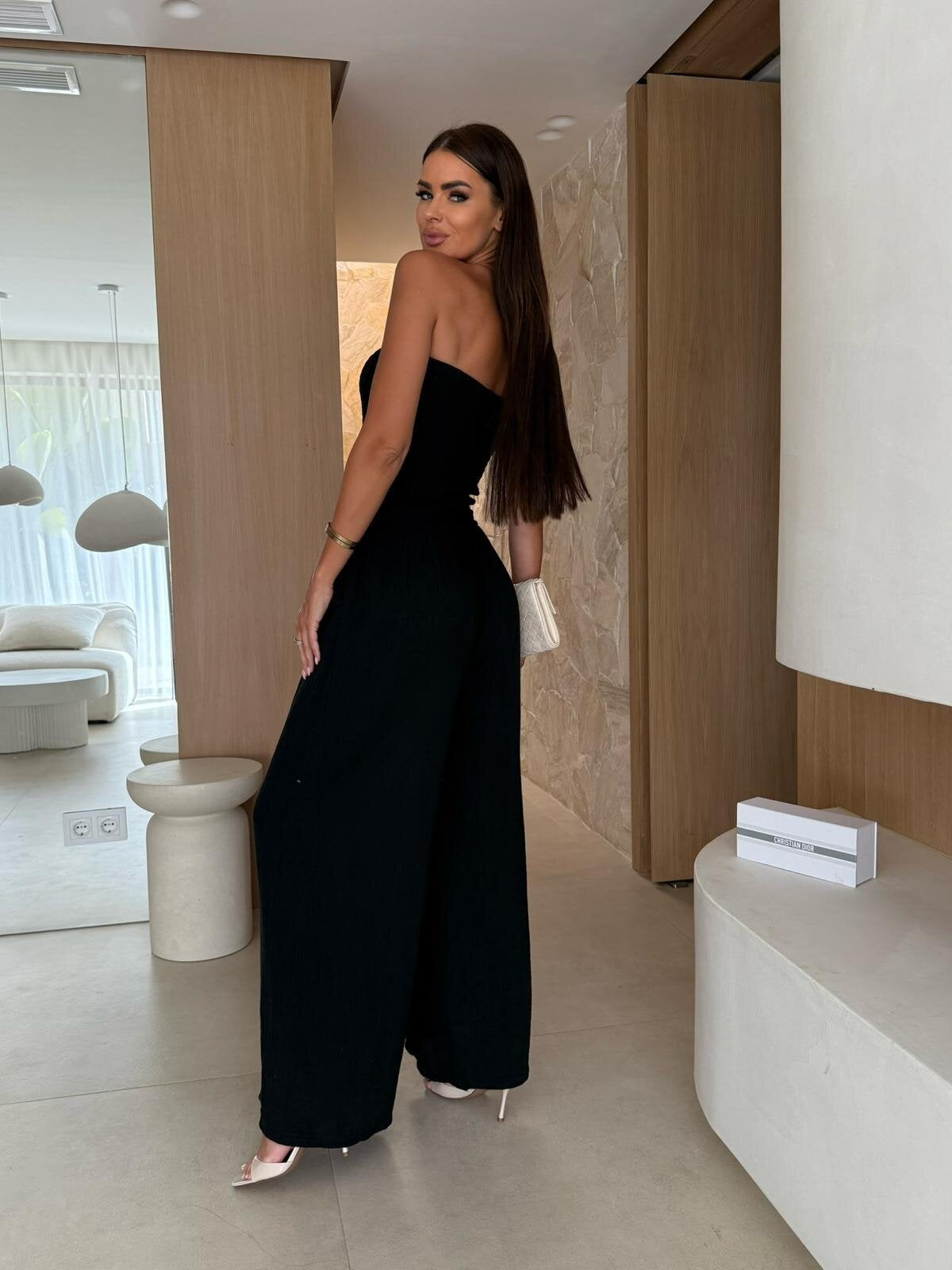 Summer Women Clothing Solid Color Waist Tight Chest Pocket Jumpsuit