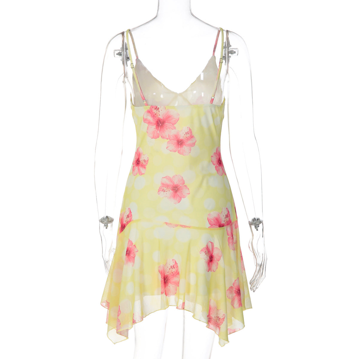 Women Clothing Summer Slim Fit Sexy Deep V Plunge Pure Youth Printed Strap Backless Dress