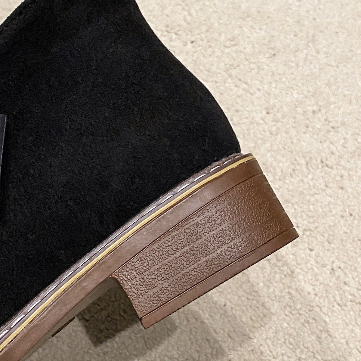 Short Mid Heel Retro Frosted Short Boots Women Thick Heel Flat Side Zipper Martin Boots
