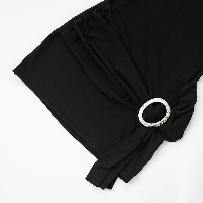 Women Clothing Summer Sexy Sexy Long Sleeve Narrow Solid Color Dress