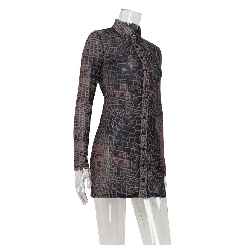 Women Clothing Adult Lady like Woman V neck Single Breasted Slim Fit Printed Dress