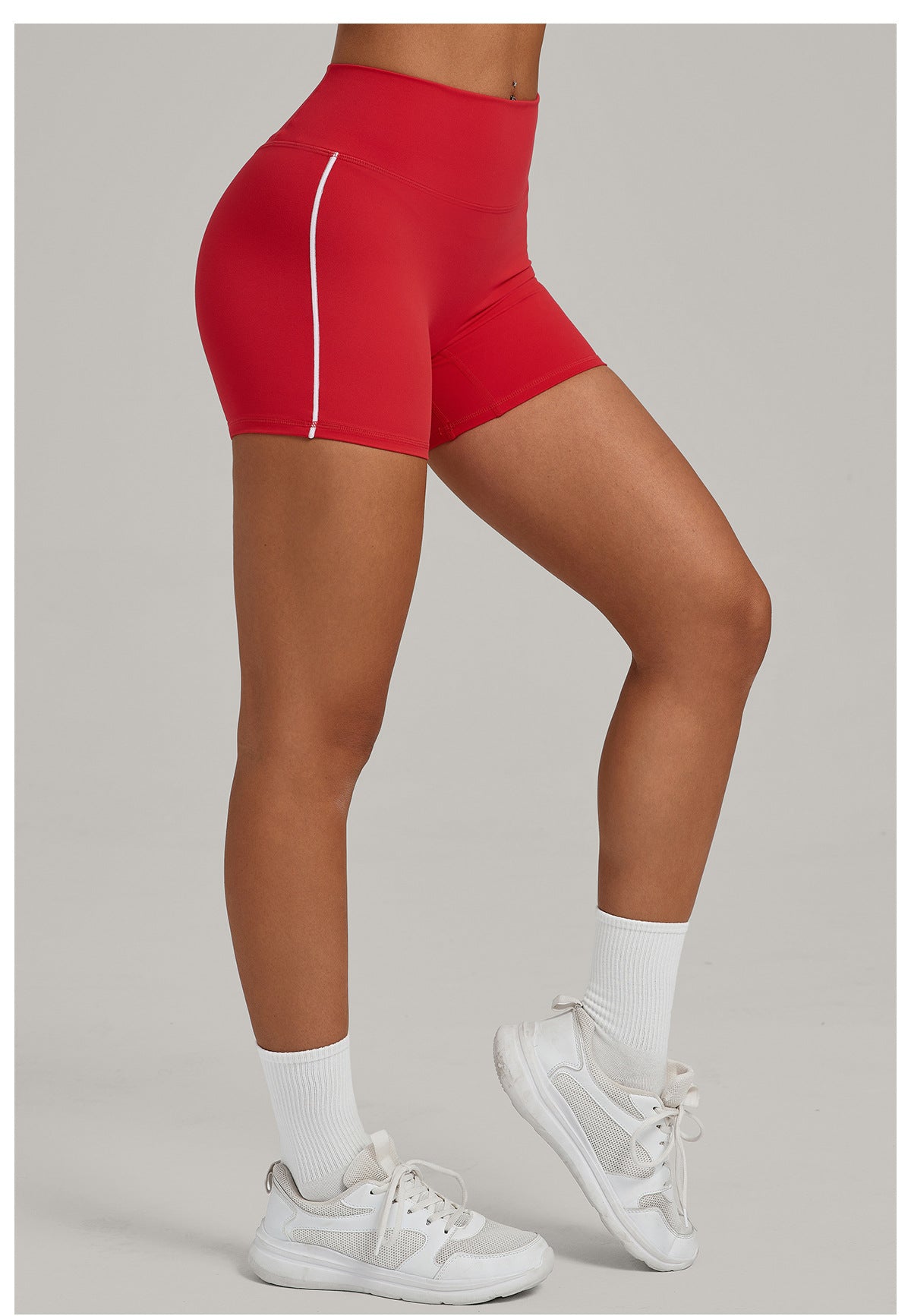 Color Contrast Patchwork Tight Yoga Shorts Women High Waist Belly Contracting Fitness Pants Hip Lifting Running Exercise Shorts