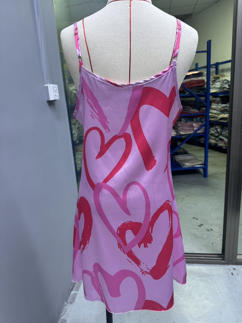 Sexy Backless Satin Suspender Dress Artificial Silk Nightdress Summer Love Pajamas Short Dress Women Homewear