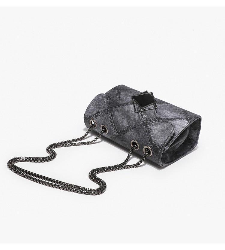 Color Ink Gradient Small Square Bag Personality Rhombus Embossed Chain Messenger Bag