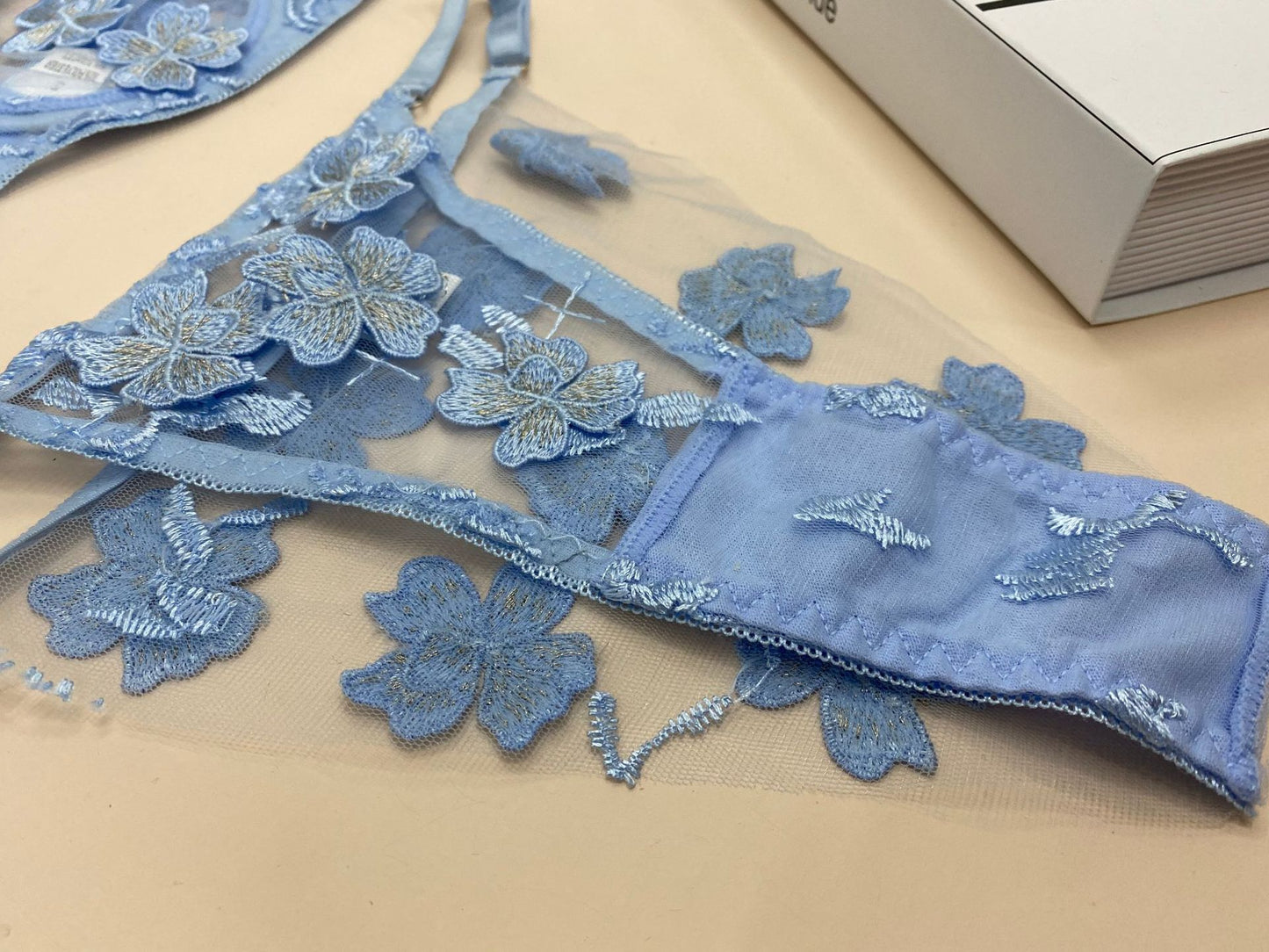 New Sexy Transparent Embroidered Printed Underwear Sexy Suit Two-Piece Set