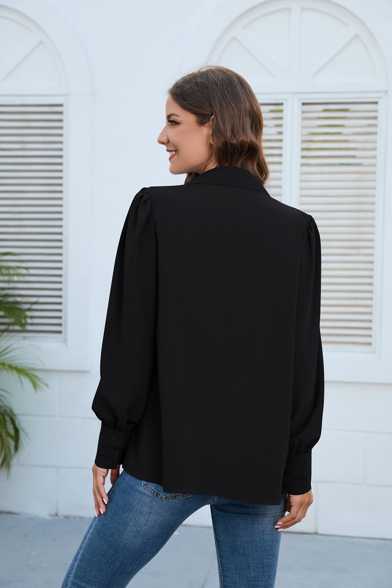 Women Clothing Spring Autumn Chiffon Shirt Women Shirt Pleated Long Sleeved Top Women