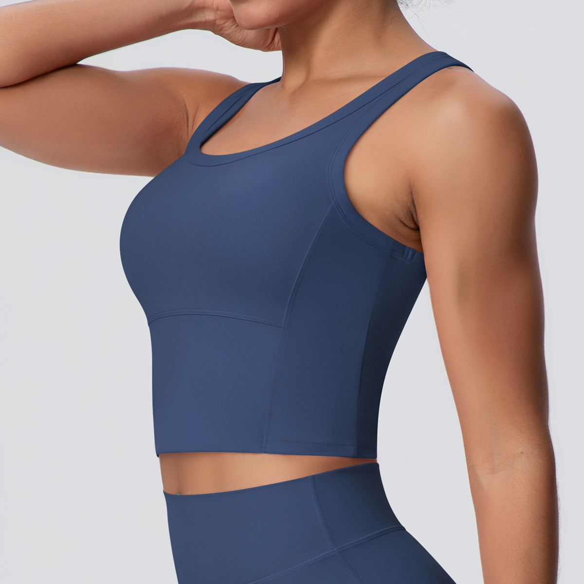 Solid Color Nude Feel Skin Friendly Yoga Jacket with Chest Pad Workout Bra Beauty Back Fitness Vest Sports Underwear for Women