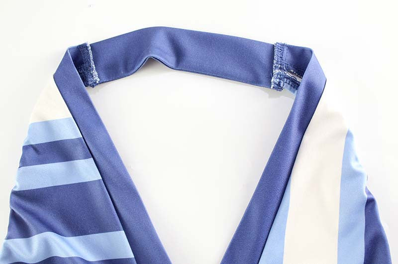 Summer Halter Backless Vacation Waist Controlled Halter Contrasting Color Dress Women