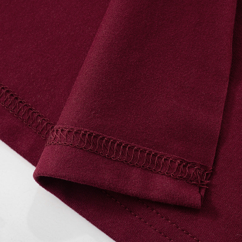 Women Sexy Slim Deep Cerise Hollow Out Cutout Split Mid Length Dress