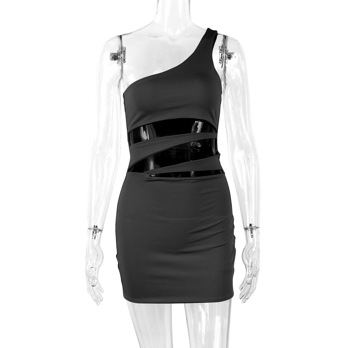 Women Clothing Summer Sexy One Shoulder Hollow Out Cutout Sheath Dress