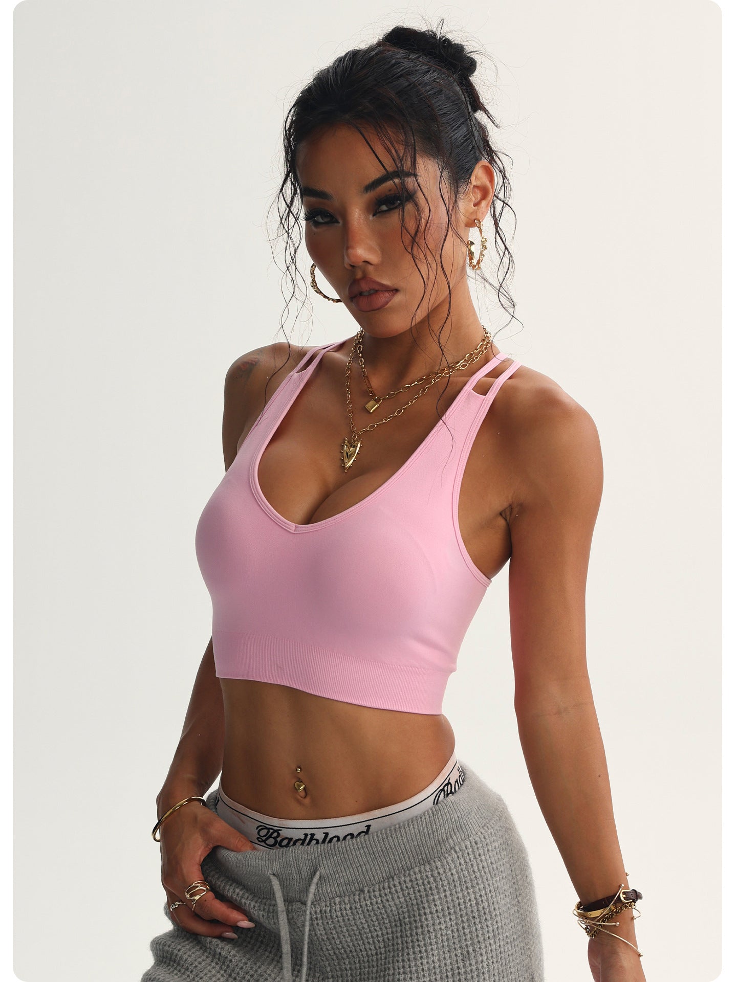 Yoga Clothes Women Sexy Fitness Peach Heart Cross Beauty Back Yoga Bra Sports Underwear