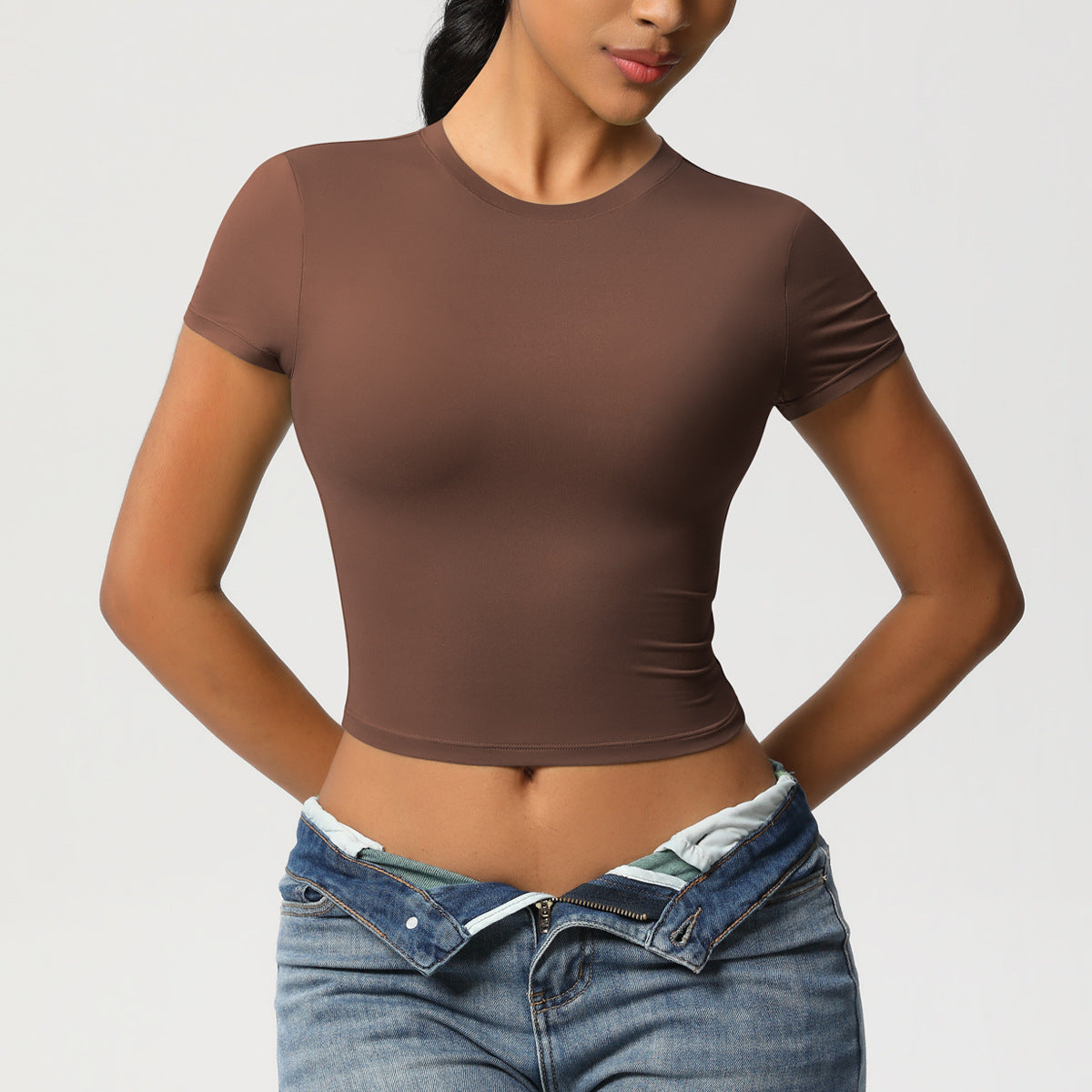Casual Tight Quick Drying Workout Top Yoga Clothes Running Pilates Sports T shirt Short Sleeve
