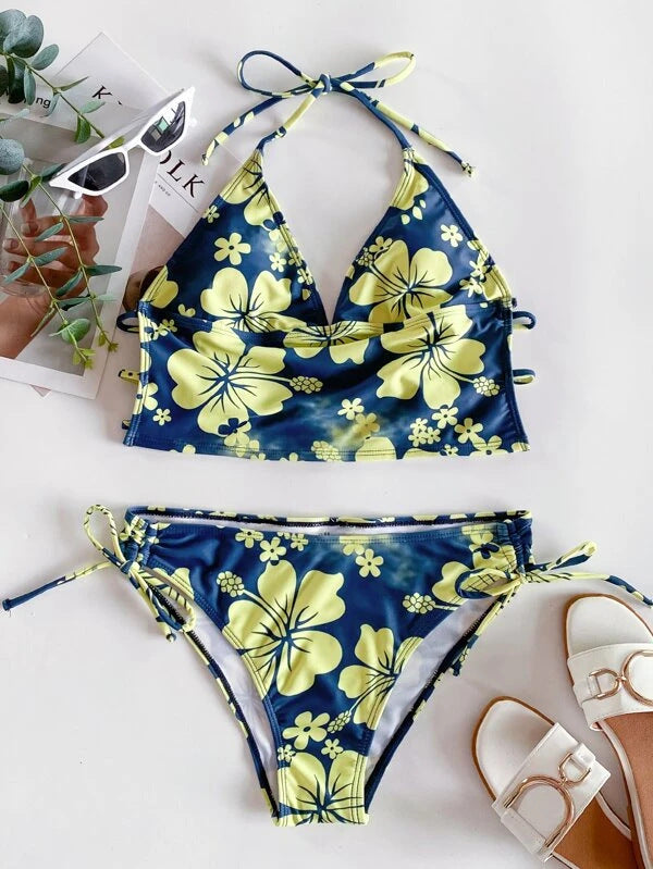Swimsuit Lady Sexy Printed High Waist Bikini Split Swimsuit Bikini