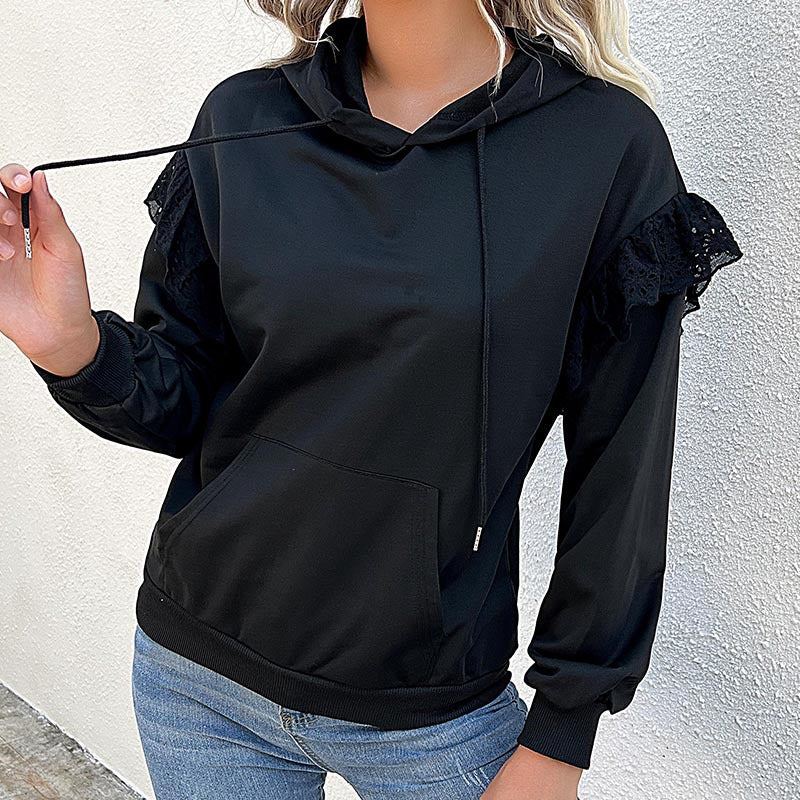 Autumn Winter Women Clothing Long Sleeve Solid Color Hooded Sweatshirt Women