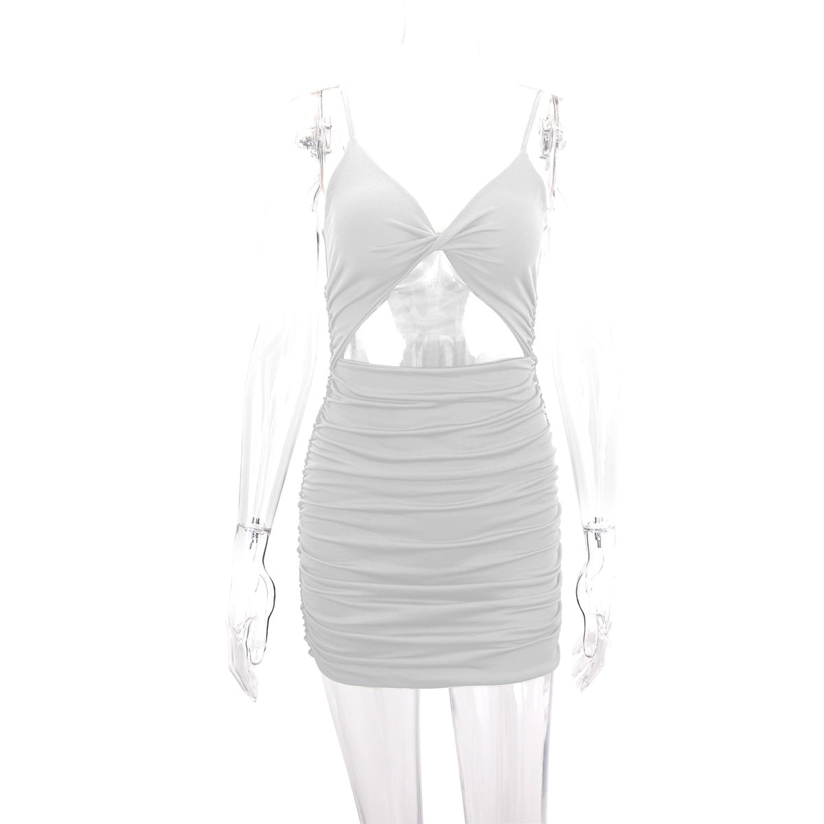 Women Clothing Strap Cross Pleated Sexy Dress