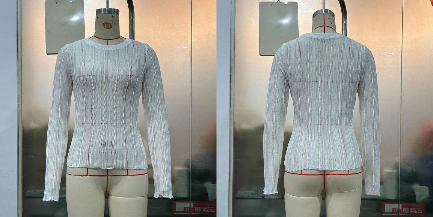 Women Clothing T shirt Sexy Cutout Top Simple Solid Color Slim Fit Cropped Long Sleeve T shirt Top