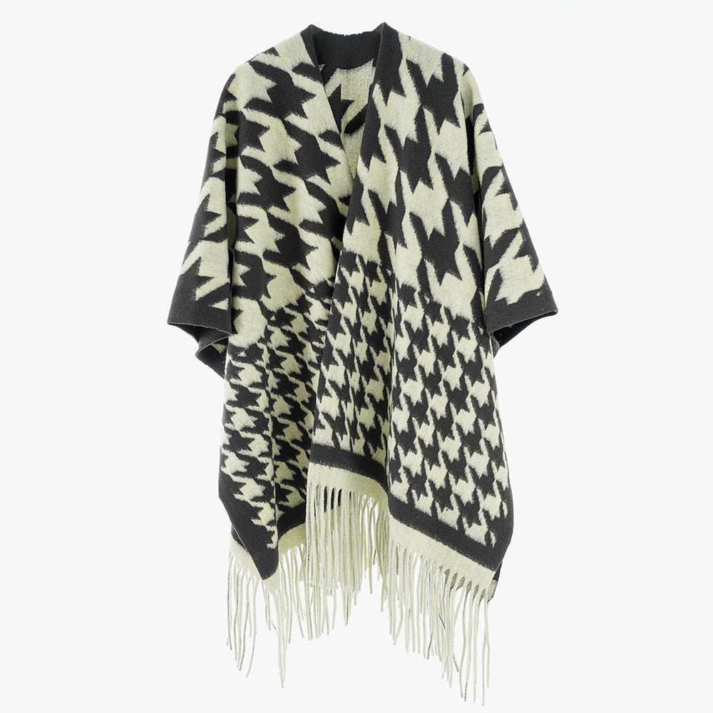Women Autumn Winter Thickened Cape Coat Split Shawl
