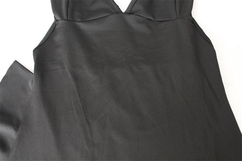 Sexy Low Cut Sling Ribbon Hollow Out Cutout Backless Dress Flattering Hip