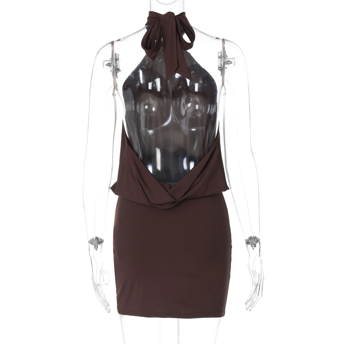 Women Clothing Summer Sleeveless Halter Bandage Sexy Backless Skinny Sheath Dress