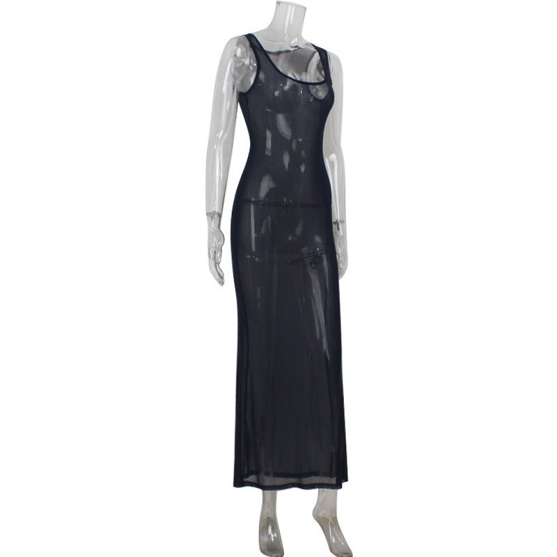 Summer Lady Sexy Sheer Mesh Beach Holiday Dress Evening Dress Women