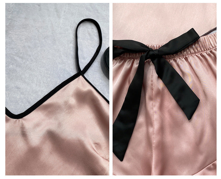 Sexy Sling Dress Home Wear Women Summer Vest Shorts Set Home Silk Ice Silk Pajamas